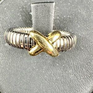Paloma Picasso style silver with gold “x” Ring